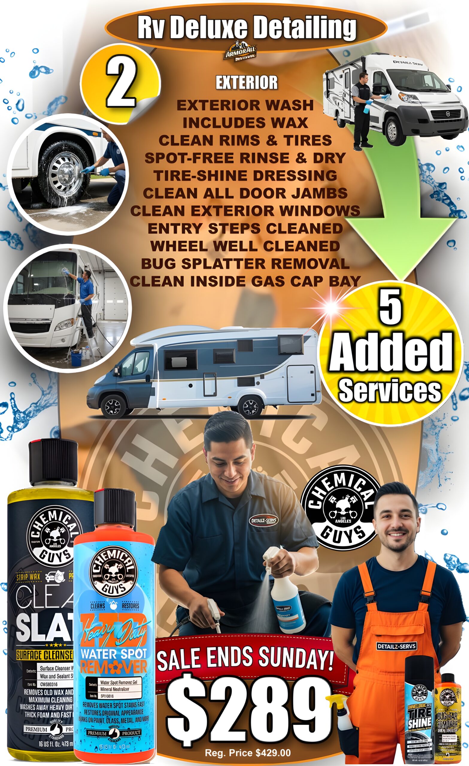 Deluxe RV Detailing service with roof cleaning and tire dressing - $289.